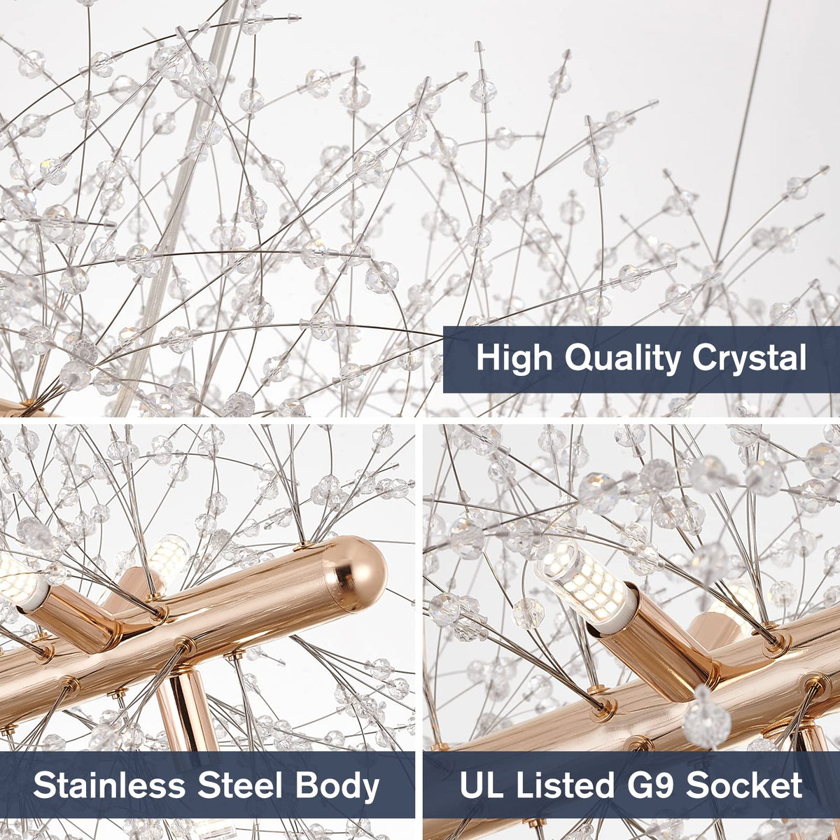 12 Light Crystal Firework Chandelier (12-Light / Gold)