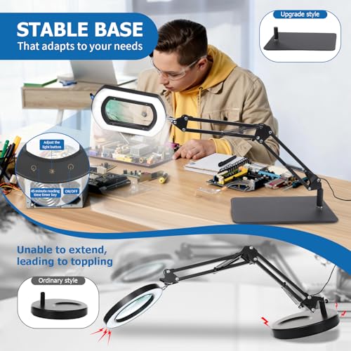 15X Rectangle Magnifying Glass with Light and Stand