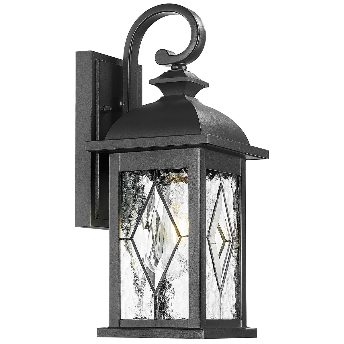 Porch Lights Outdoor 21 Inch Large Outdoor Wall Lights with Clear Water Ripple Glass Aluminum Waterproof and E26 Socket (Black / 21 inch)