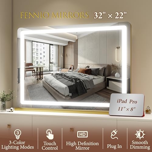 Vanity Mirror with Lights 32"x22" (Gold / 32"L x 22"W)