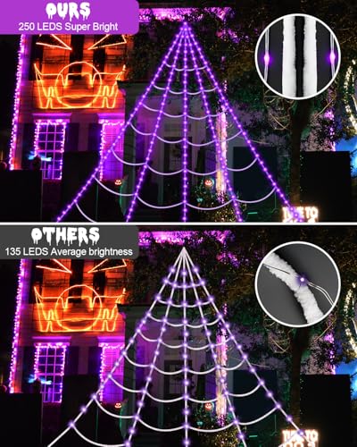 Brighter Spider Webs Halloween Decorations Lights (16.4Ft)