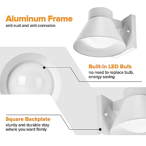 2 Pack LED Outdoor White Front Porch Lights (C-White)