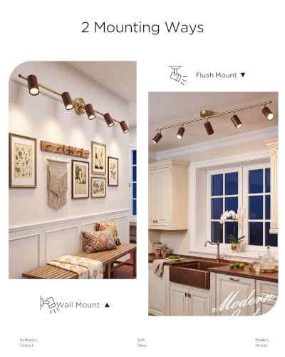 5 Light Kitchen Track Lighting Fixtures Ceiling (Kaleidoscope, Walnut Wood Grain / 43", 5-light)