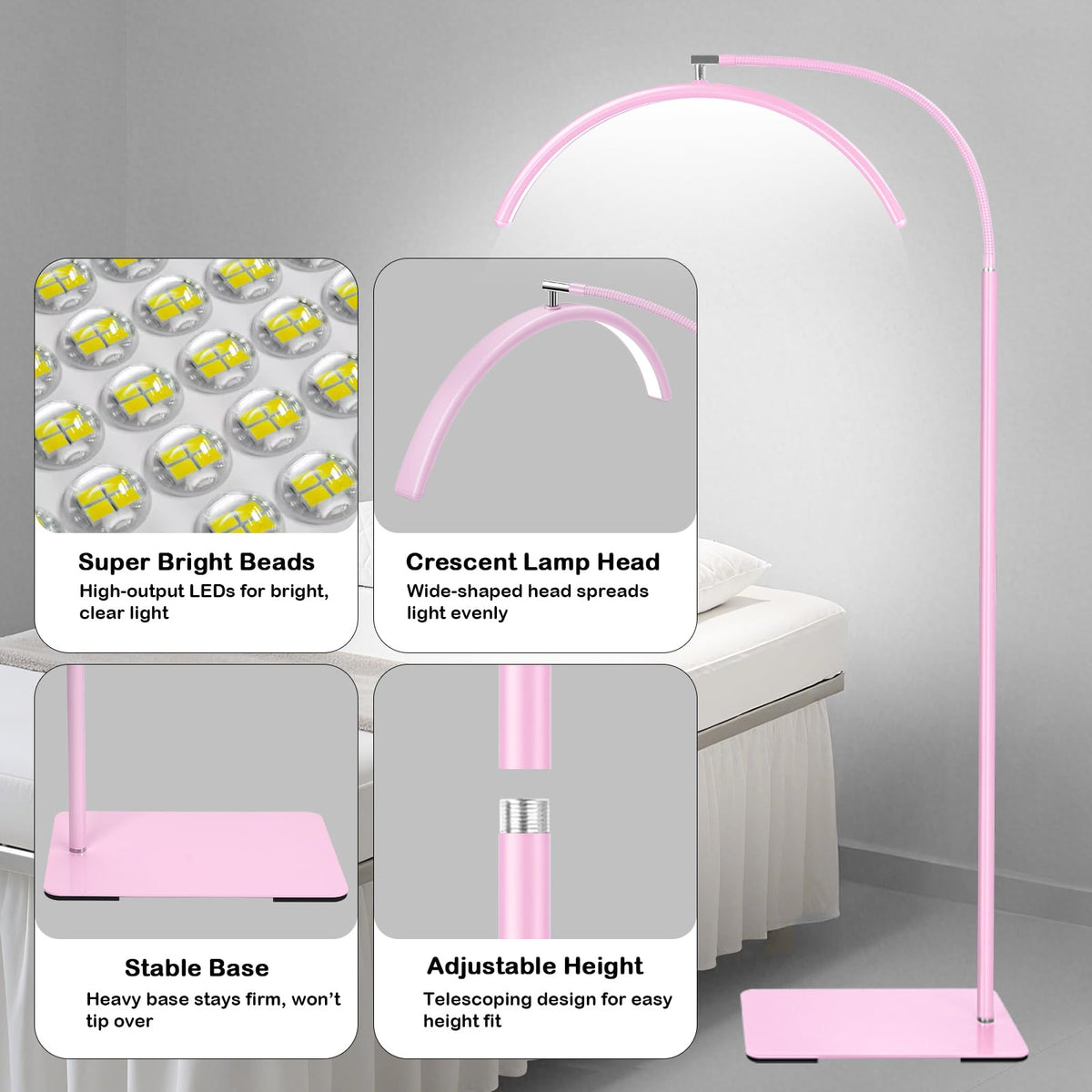 Half Moon Lash Light for Eyelash Extensions & Estheticians (Pink)
