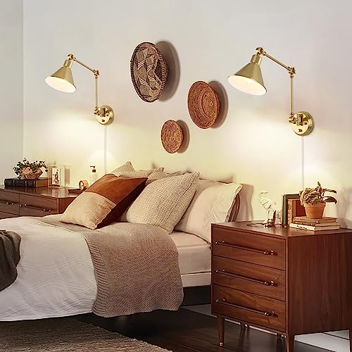Wall Sconce with Remote Control (Gold / 2 Pack- (Remote+Bulbs))