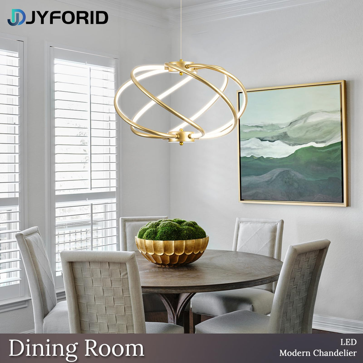 Gold Modern Chandelier with Remote Control (Gold-A)