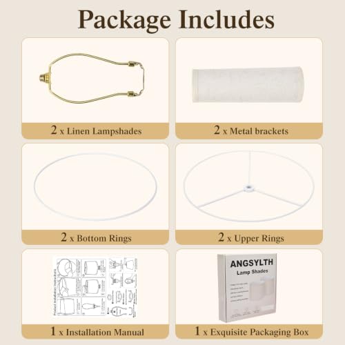 Drum Lamp Shades Set of 2 (Beige)