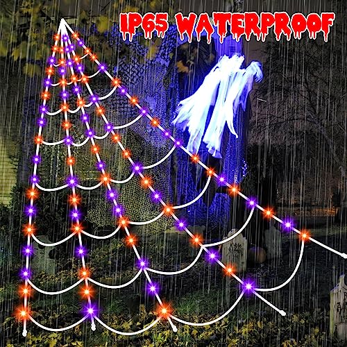 Halloween Decorations Outdoor Spider Web (Purple & Orange)