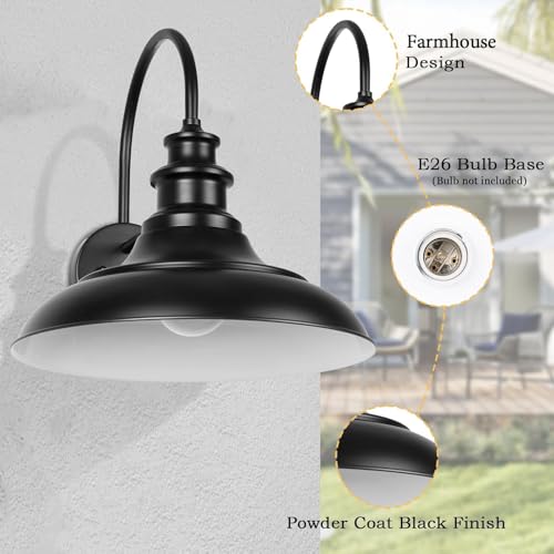Dusk to Dawn Sensor Outdoor Barn Light Fixture (Black+White / 01-DDRZ004-1PACK(Dusk to Dawn))