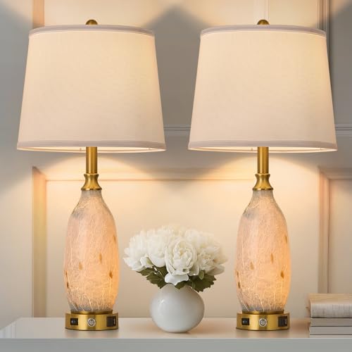 26" Modern Art Glass Table & Bedside Lamp (Blue+Gold / Large)