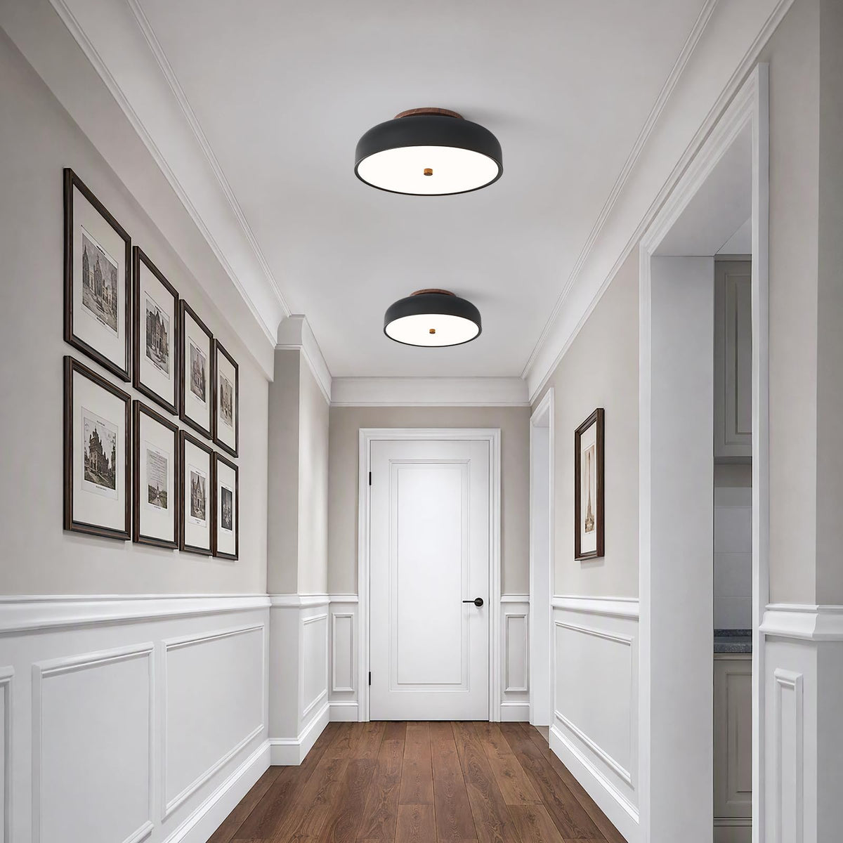 Dimmable LED Ceiling Light Fixture (Black Walnut / 11.81IN)