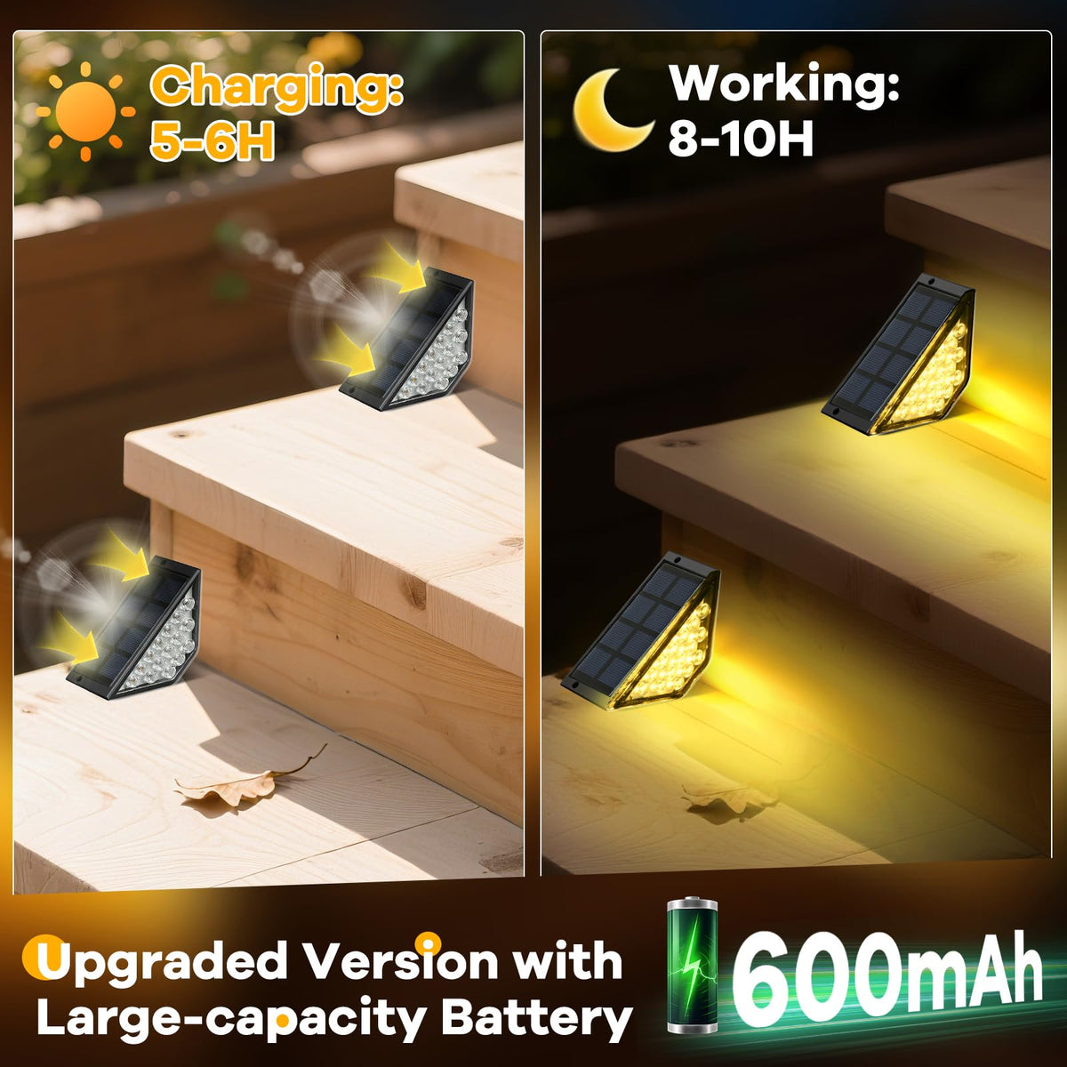 Solar Step Lights for Outside (Warm White)