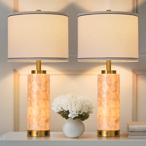 26" Modern Art Glass Table & Bedside Lamp (Shell color white / Large)