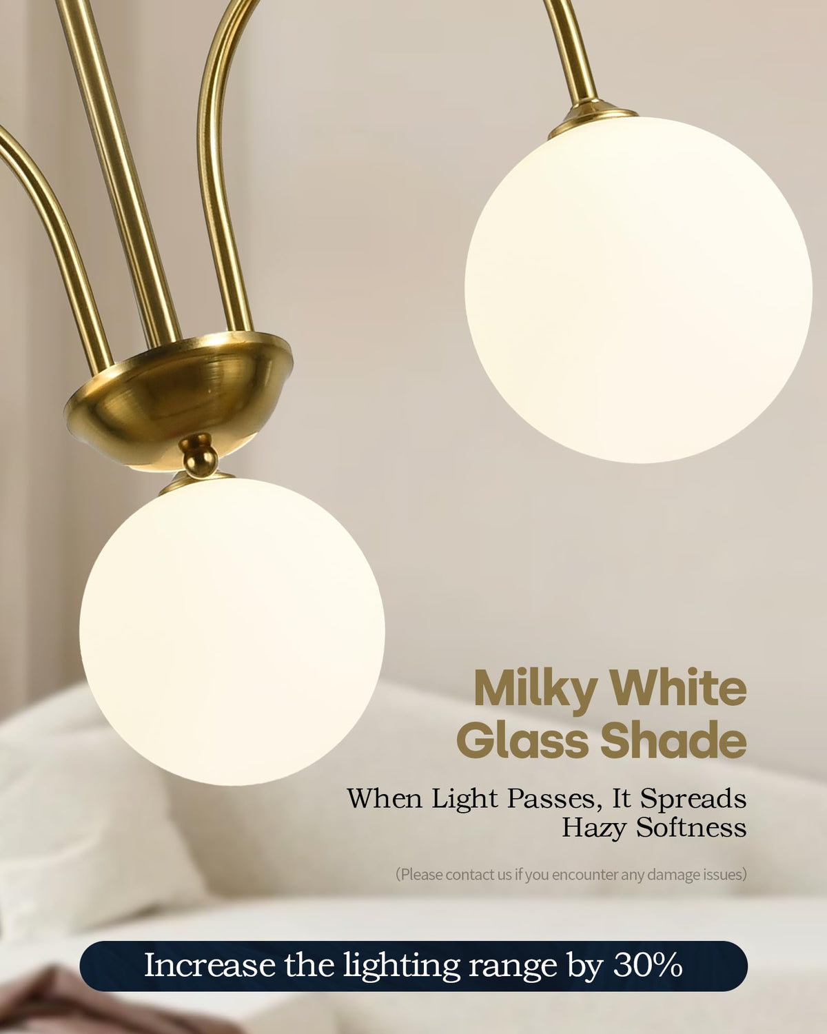 Gold Sputnik Chandelier (3-Light / Gold Milk Glass)