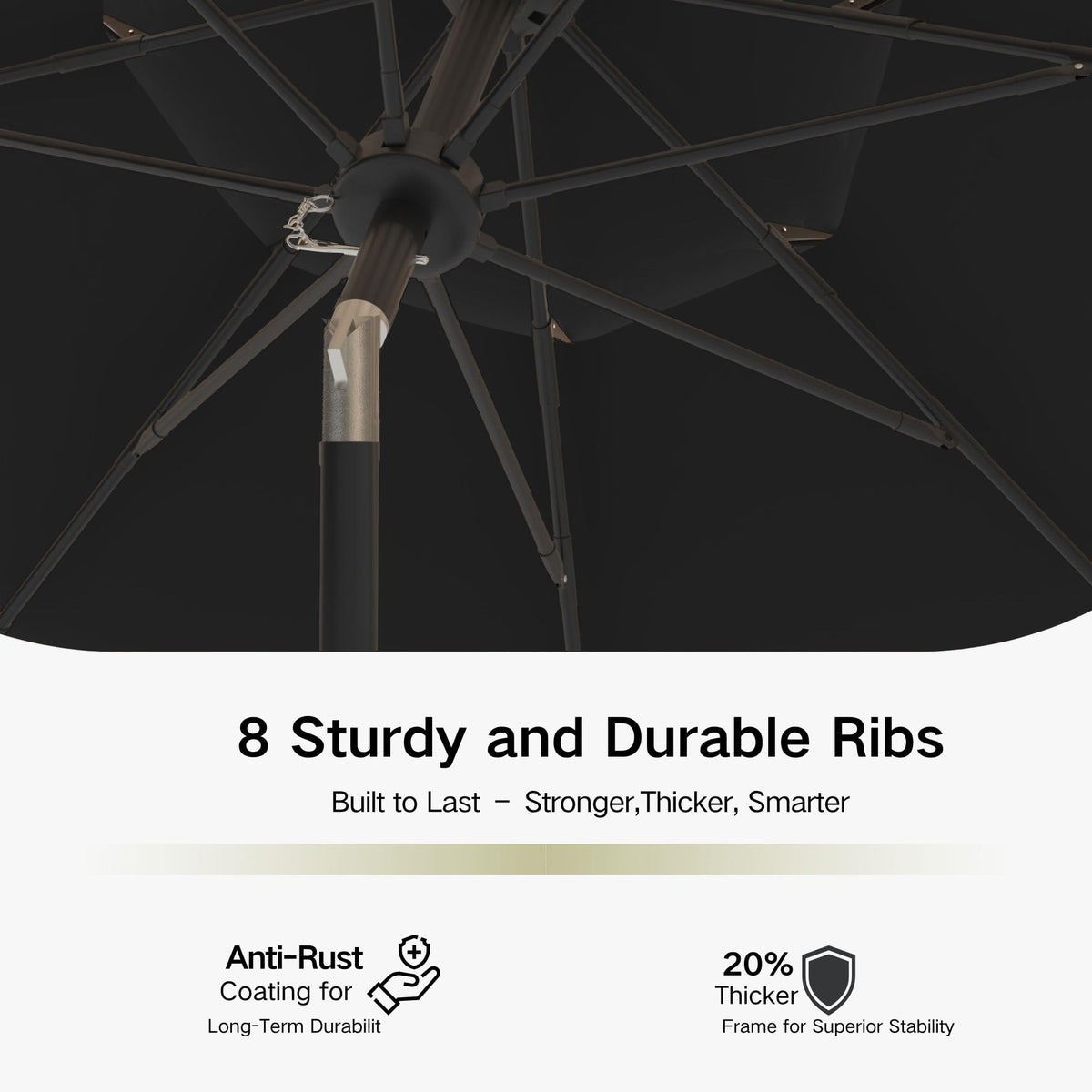 10ft 3 Tier Patio Umbrella (Black / 10 FT)