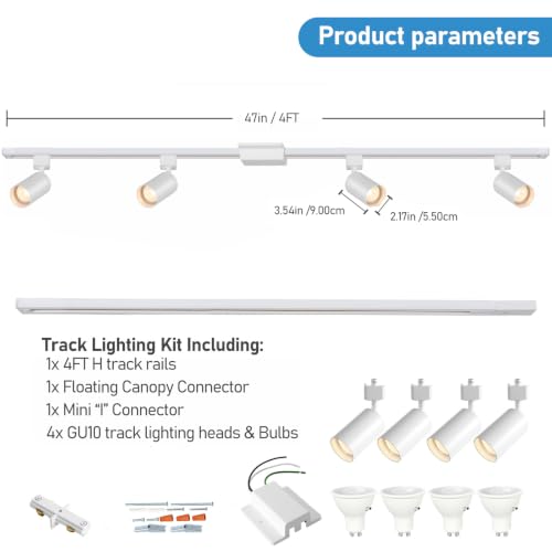 4FT LED Track Lighting Kit with 3 (White)