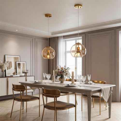 Champagne Gold Glass Pendant Light Kitchen Island (Champagne Gold(7.87 in) / 1-Pack)