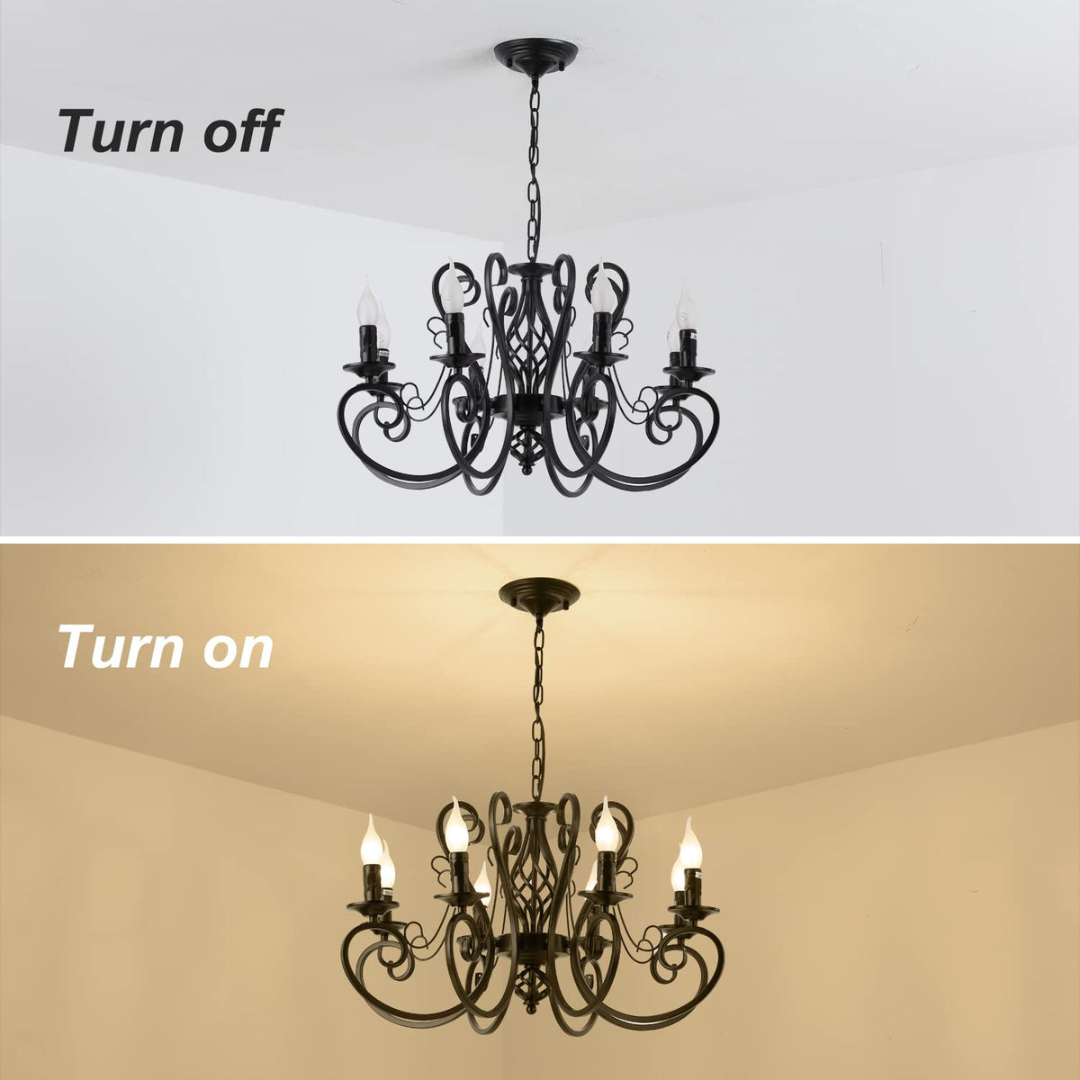 8 Light French Country Chandelier (Black/8 Lights)