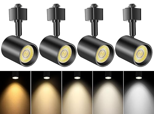 5 Color LED Track Lighting Heads H Type Track Light Heads Dimmable (Black / 4 Pack)
