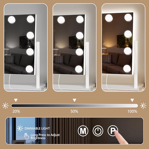 Hollywood Vanity Mirror with Lights (White / 12"L x 14"W)