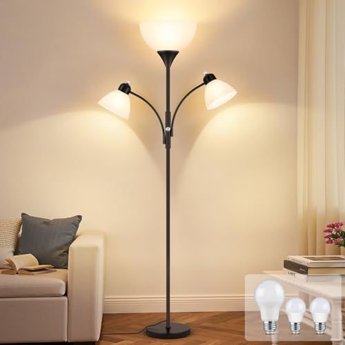 Torchiere Floor Lamps for Living Room (Black)