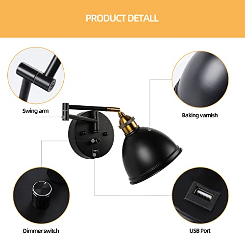 Swing Arm Wall Sconces (Metallic black)