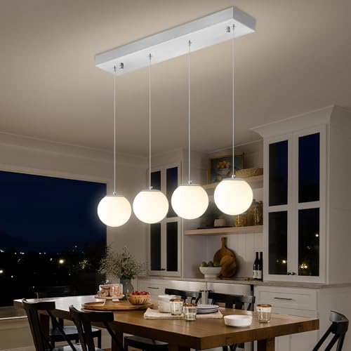 Modern Kitchen Island Lighting Linear Chandeliers for Dining Room 4 (Silver-White / Rectangle 4-Light)