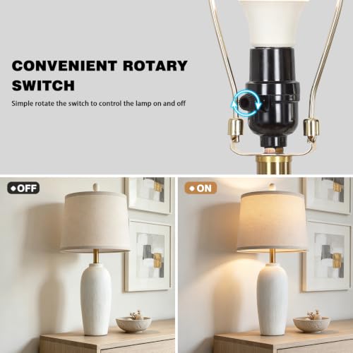 26 Inch Farmhouse Ceramic Jar Table Lamp Single (Cream White-1Pack)
