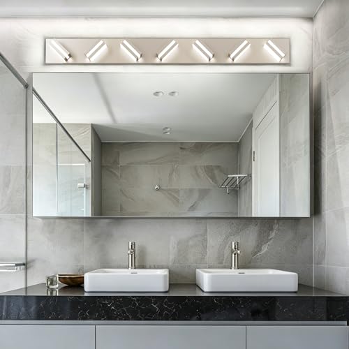Bathroom Lights Fixtures Over Mirror (Nickel / 7-Light)