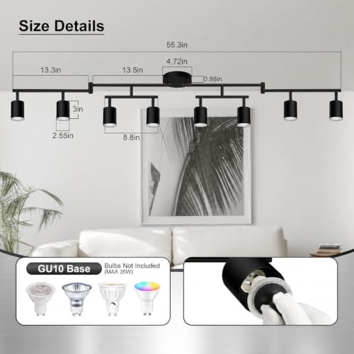 8 Light Track Lighting Fixtures Ceiling (8 light-black)