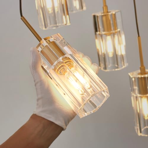 Modern Raindrop Rectangle Crystal Chandelier for Dining Room Over Table (Brass / Rectangle-12 Lights)