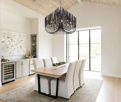 Modern Farmhouse Chandelier for Dining Room 47" (Black / 47 inches)