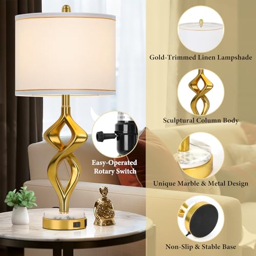 28.5"Sculptural Living Room Table Lamps Set of 2 (White)