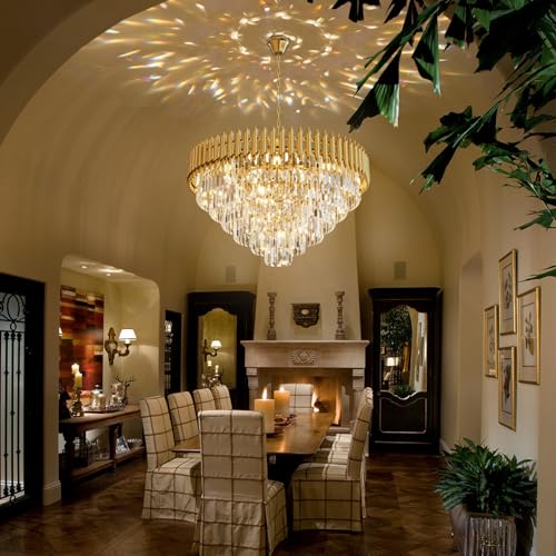 32 inch Gold Crystal Chandelier 6 (D32"XH19.6" Gold)
