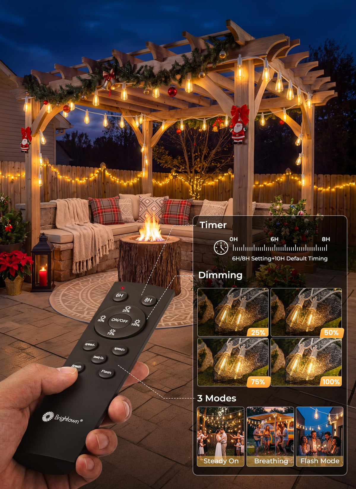 100FT Solar String Lights Outdoor (100FT(White line))