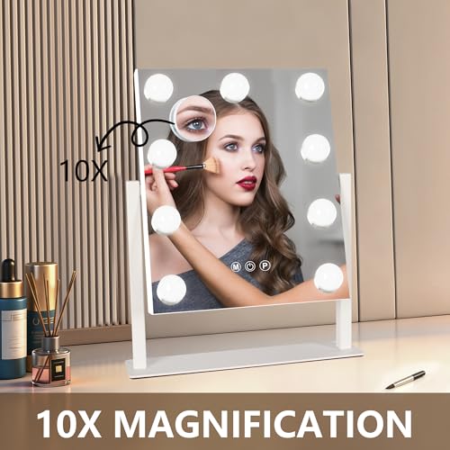 Vanity Mirror with Lights (White / 12"L x 14"W)