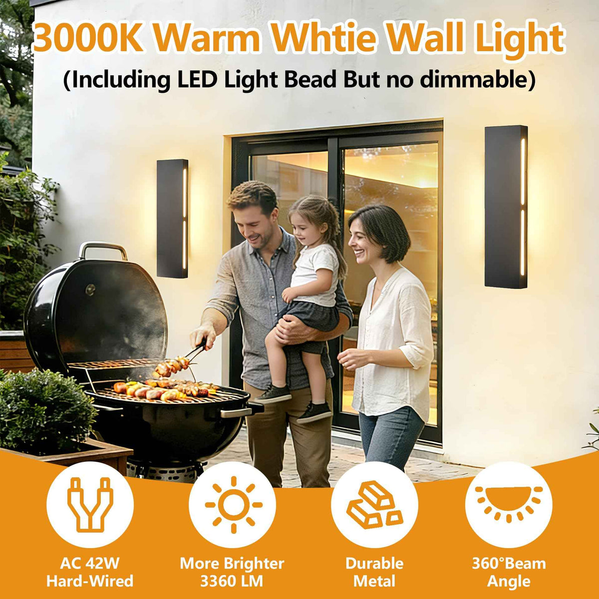 Exterior Wall Light Fixture (No Sensor / 24 Inches)