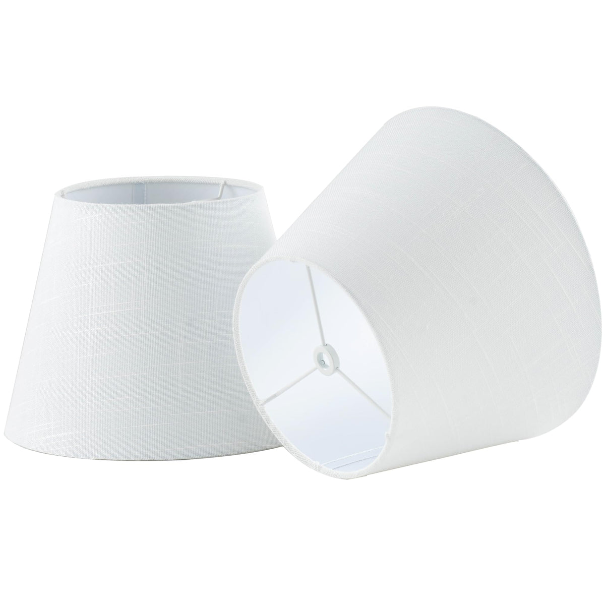 Set of 2 Pre assembled Small White Spider Fitter Lamp Shades for tablelamp (White)