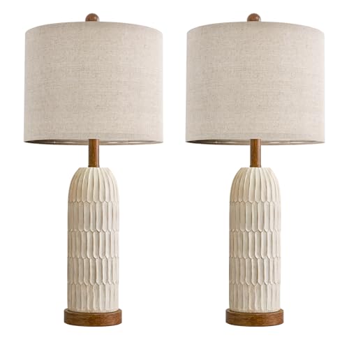 26.5" Bedside Table Lamps Set of 2 (26"-Yellowish and Brown)