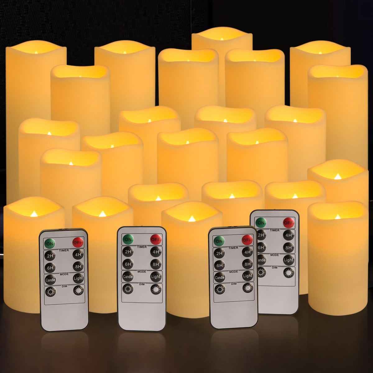 Set of 24 Waterproof Outdoor Flameless Candles (24 Pack Ivory-2)