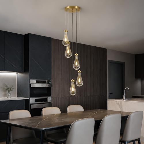 Raindrop Pendant Light Fixtures of 5 Lights (Gold / 5 Head)