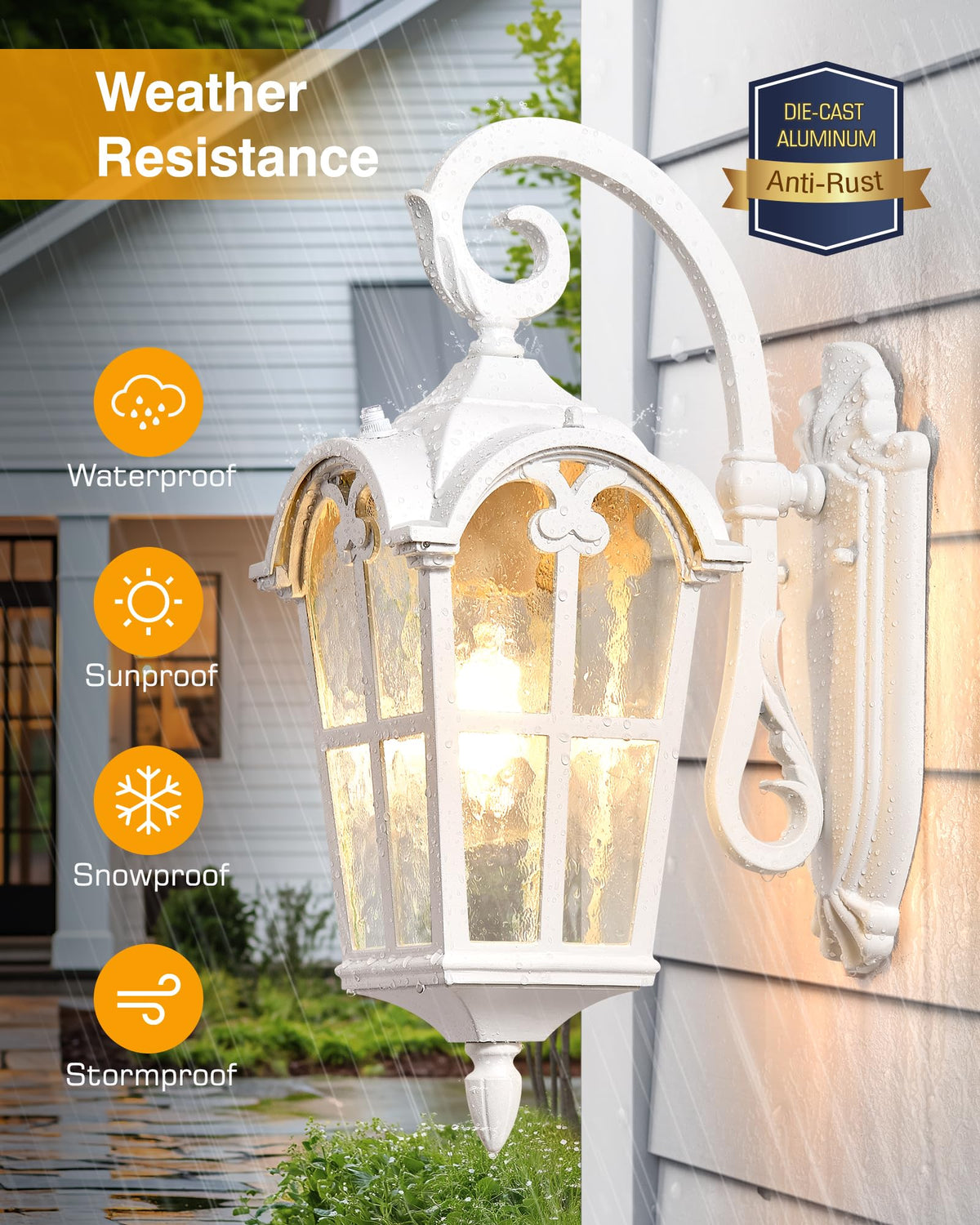 White Porch Lights Outdoor (White / Down 1-Pack)
