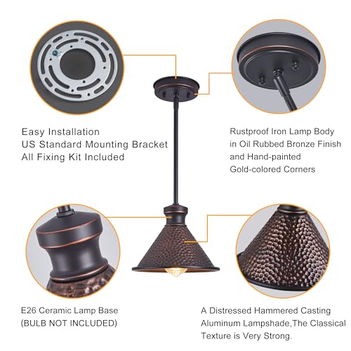 Max 58”Ht Adjustable Tube Mini Pendant (1 Pack Oil-Rubbed Bronze (Max 58Inch H))