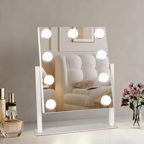 Vanity Mirror with Lights (White / 12"L x 14"W)