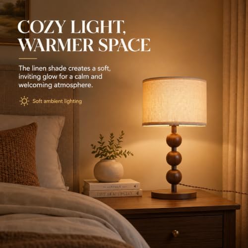 Red Wood Pattern Iron Desk Lamp with Fabric Shade