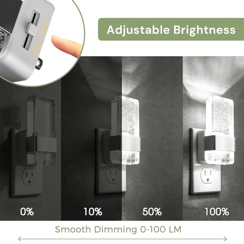 Night Light Dimmable Night Lights Plug into Wall (Silvery White)