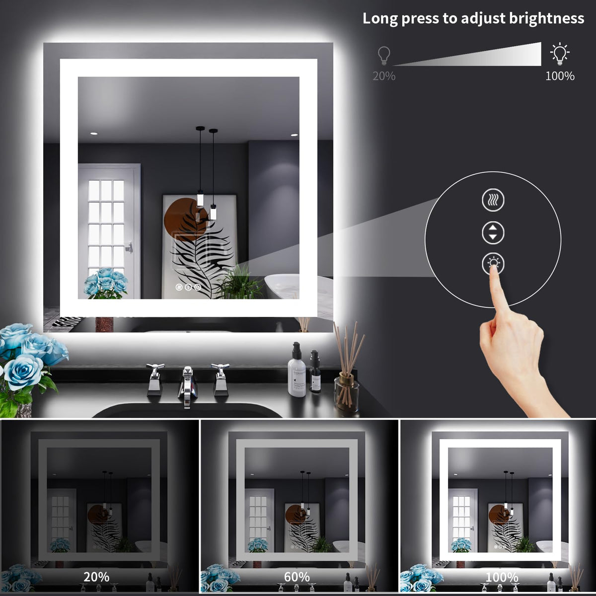 38"X38" LED Bathroom Mirror with Lights (Led / 38"L x 38"W)