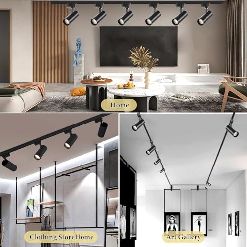 J&L Type LED Track Lighting Kit Dimmable Adjustable Angle Light Heads (Black)