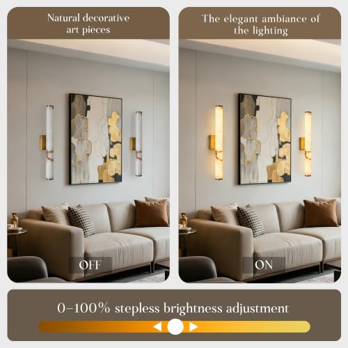 Alabaster Wall Sconce Modern LED Marble Wall Light 23.6" (Gold-Warm light / 23.6in-1pack)