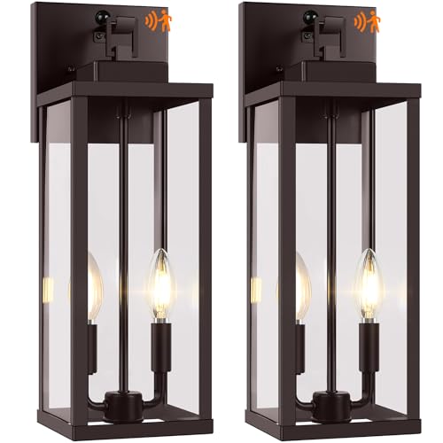 2 Pack 18” Large Upgraded Motion Sensor Outdoor Wall Lights (Brown / 18in)